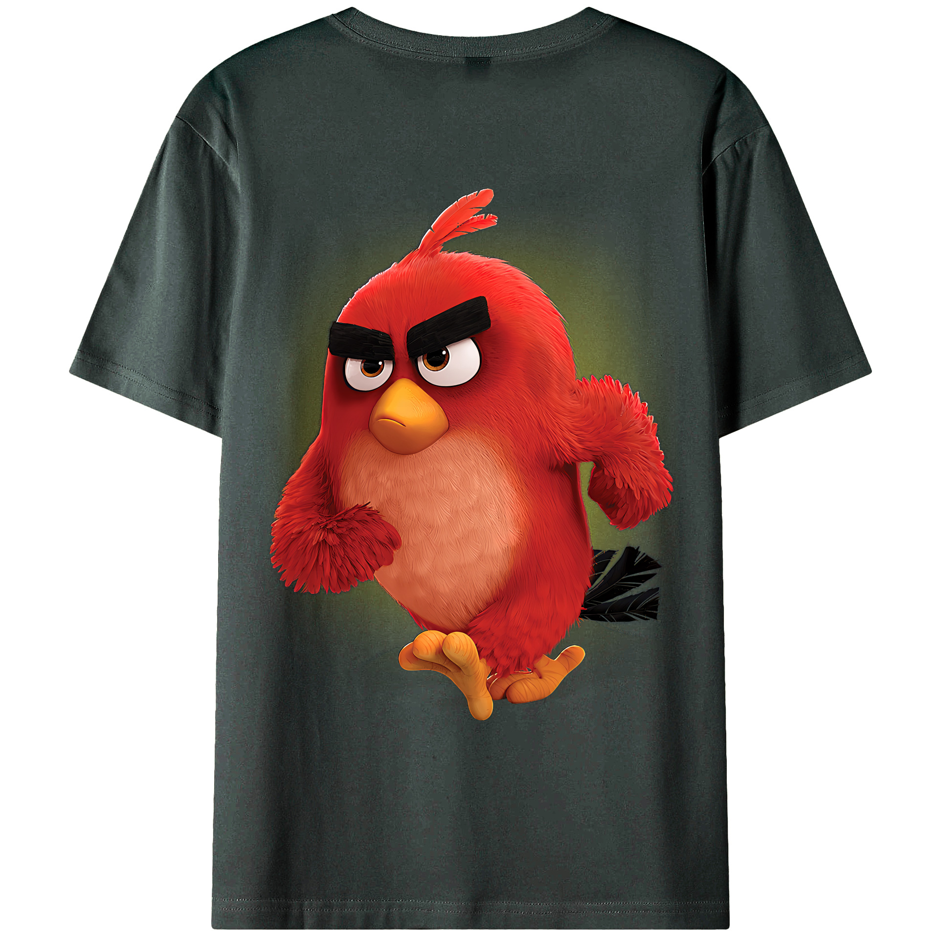 （画像用） Angry Birds アングリーバード 綿100％ メンズ半袖Tシャツ（バックプリント） 通気性